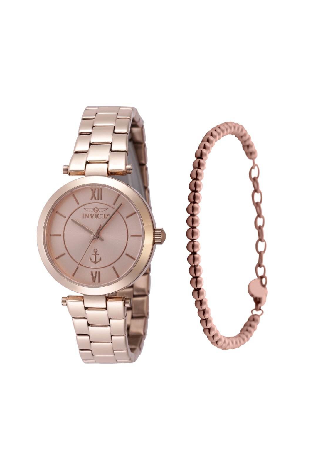 Invicta Ocean Voyage 48840 dameur - Quartzværk - Rustfrit stål med rosaguldfarvet skive - 32 mm - Med matchende armbånd