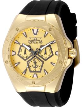 Invicta Ocean Voyage 49264 herreur - Quartz værk - Rustfrit stål med guldfarvet skive - 45 mm - med ekstra remme