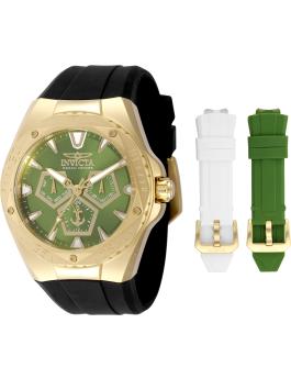 Invicta Ocean Voyage 49265 Herrenuhr - Quarzwerk - Edelstahl mit grünem Zifferblatt - 45 mm - mit extra Armbändern