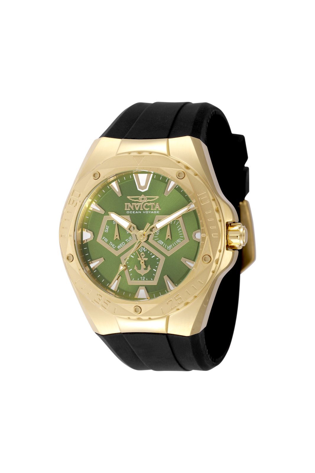 Invicta Ocean Voyage 49265 Herrenuhr - Quarzwerk - Edelstahl mit grünem Zifferblatt - 45 mm - mit extra Armbändern