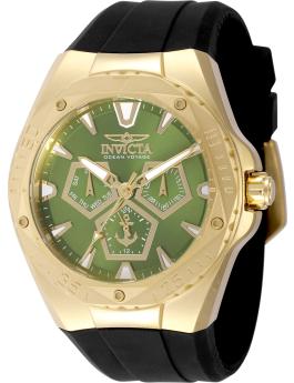 Invicta Ocean Voyage 49265 Herrenuhr - Quarzwerk - Edelstahl mit grünem Zifferblatt - 45 mm - mit extra Armbändern