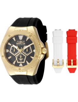 Invicta Ocean Voyage 49266 Herrenuhr - Quarzwerk - Edelstahl mit schwarzem Zifferblatt - 45 mm - mit extra Armbändern