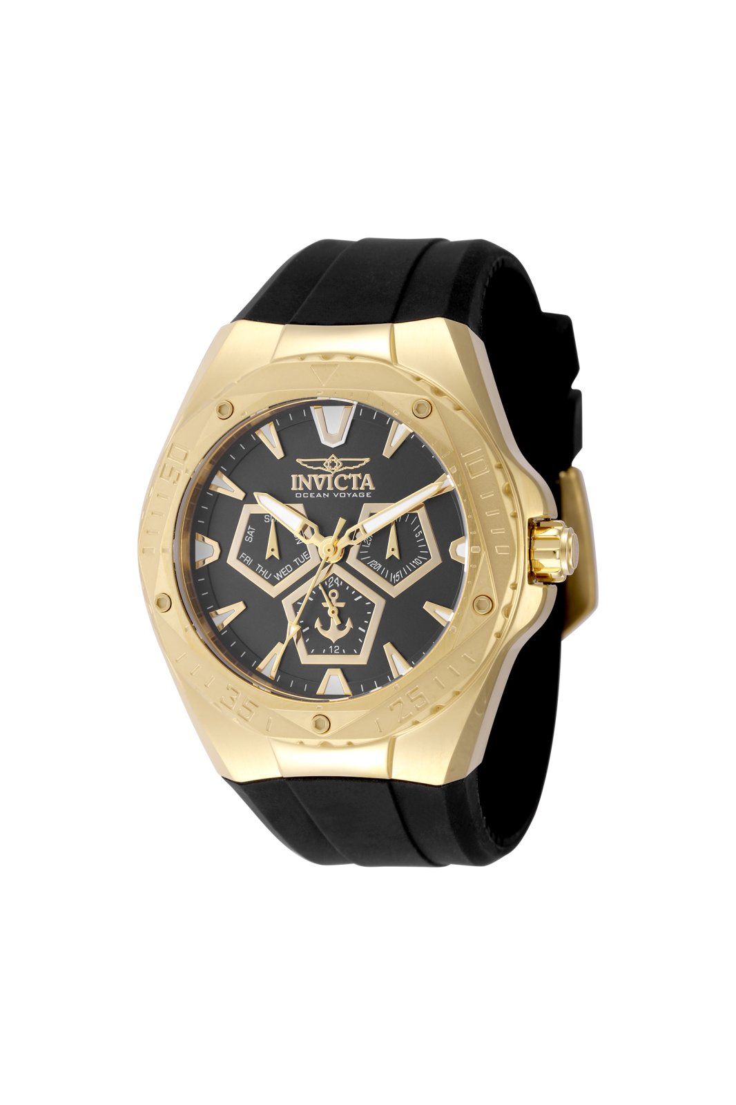 Invicta Ocean Voyage 49266 Herrenuhr - Quarzwerk - Edelstahl mit schwarzem Zifferblatt - 45 mm - mit extra Armbändern