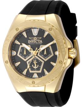 Invicta Ocean Voyage 49266 Herrenuhr - Quarzwerk - Edelstahl mit schwarzem Zifferblatt - 45 mm - mit extra Armbändern