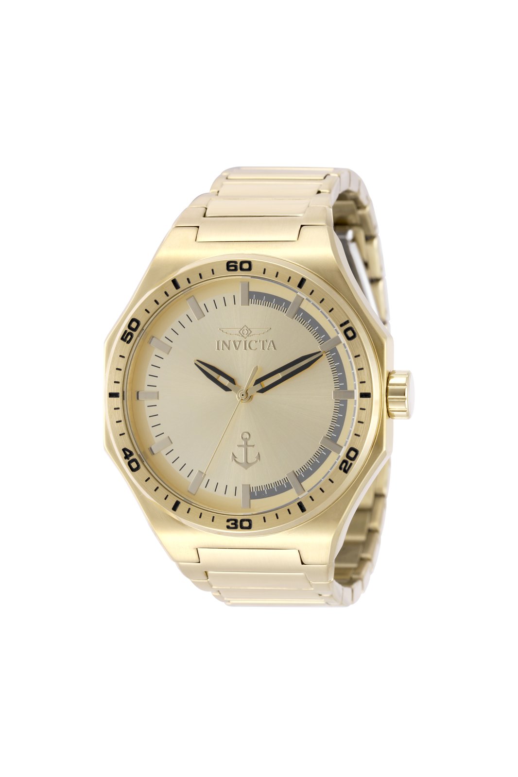 Invicta Ocean Voyage 49972 Pánske hodinky - Quartz strojček - Nerezová oceľ so zlatým ciferníkom - 44 mm