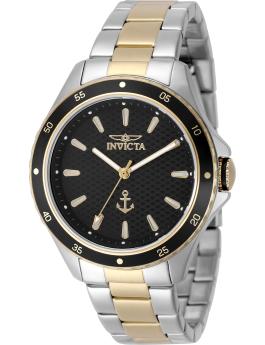 Invicta Ocean Voyage 49975 Reloj de Mujer - Movimiento de Cuarzo - Acero Inoxidable con Esfera Negra - 38 mm