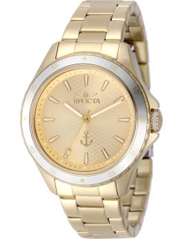 Invicta Ocean Voyage 49976 Reloj de Mujer - Movimiento de Cuarzo - Acero Inoxidable con Esfera Dorada - 38 mm