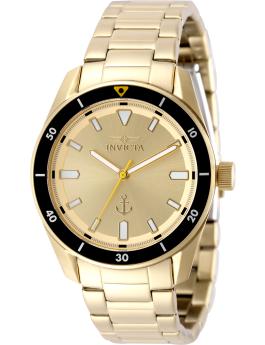 Invicta Ocean Voyage 49986 Herenhorloge - Quartz Uurwerk - Roestvrij Staal met Gouden Wijzerplaat - 39 mm