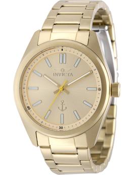 Invicta Ocean Voyage 49990 Zegarek męski - Mechanizm kwarcowy - Stal nierdzewna z złotą tarczą - 41 mm