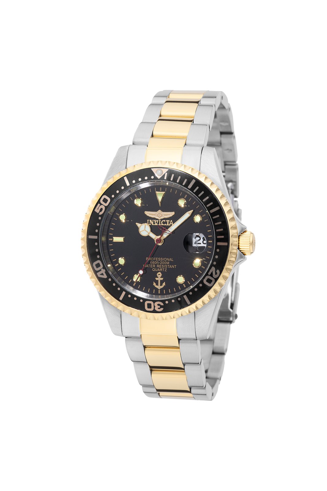 Invicta Ocean Voyage 50137 Zegarek męski - Mechanizm kwarcowy - Stal nierdzewna z czarną tarczą - 37 mm