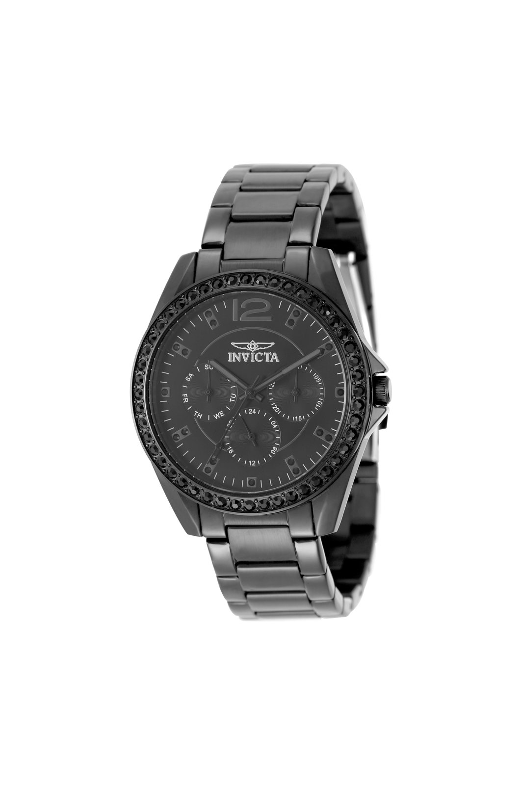 Invicta Angel 50112 дамски часовник - кварцов механизъм - неръждаема стомана с черен циферблат - 38 мм