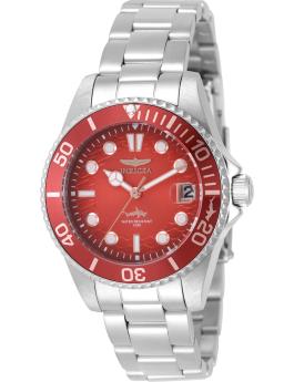 Invicta Pro Diver 50905 Női óra - Quartz szerkezet - Rozsdamentes acél piros számlappal - 34 mm