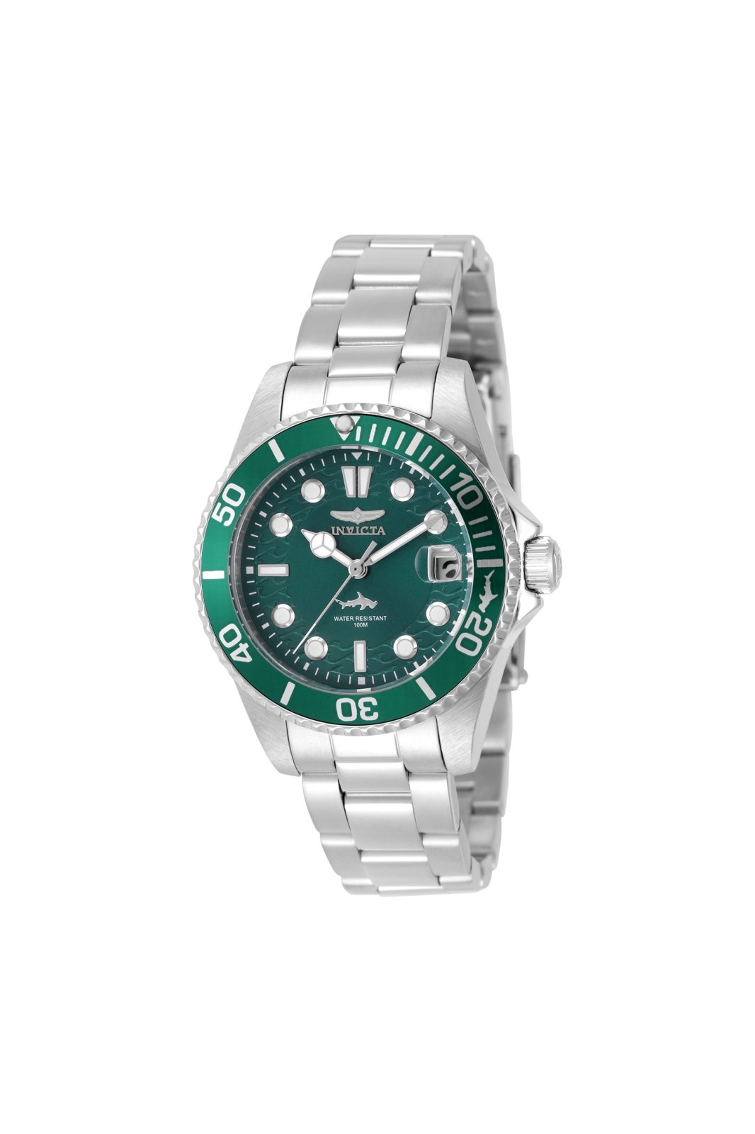 Invicta Pro Diver 50909 дамски часовник - кварцов механизъм - неръждаема стомана със зелен циферблат - 34 мм