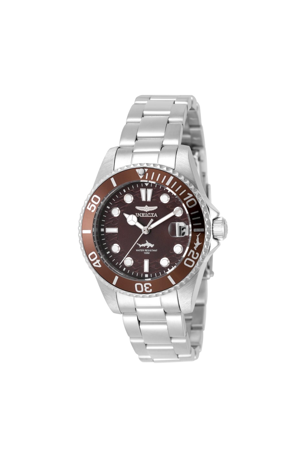 Invicta Pro Diver 50910 дамски часовник - кварцов механизъм - неръждаема стомана с кафяв циферблат - 34 мм