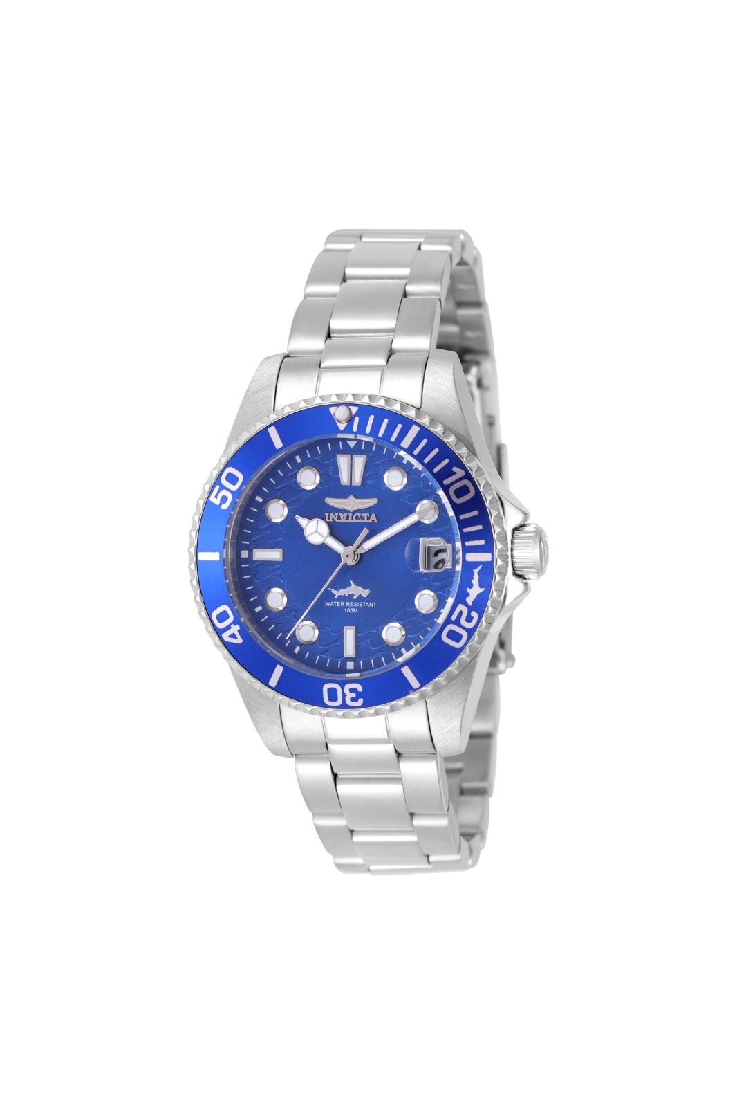 Invicta Pro Diver 50915 дамски часовник - кварцов механизъм - неръждаема стомана със син циферблат - 34 мм