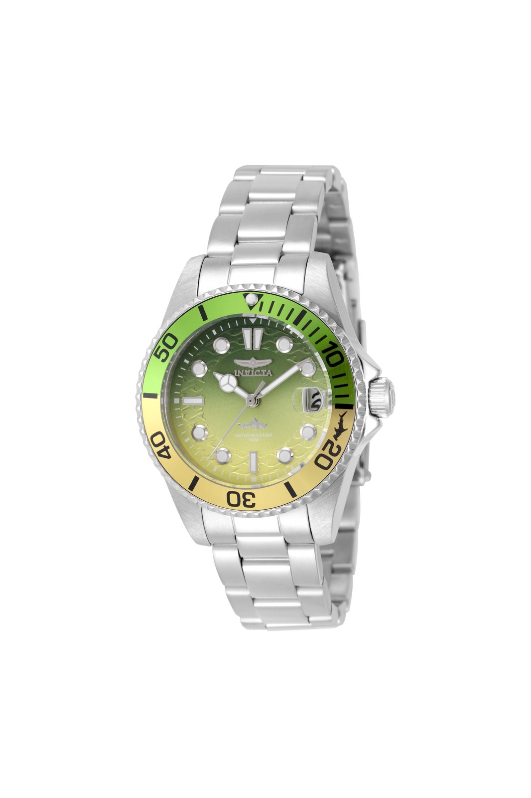 Invicta Pro Diver 50922 Дамски часовник - Кварцов механизъм - Неръждаема стомана с жълт циферблат - 34 мм