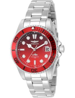 Invicta Pro Diver 50923 női karóra - kvarc szerkezet - rozsdamentes acél piros számlappal - 34 mm