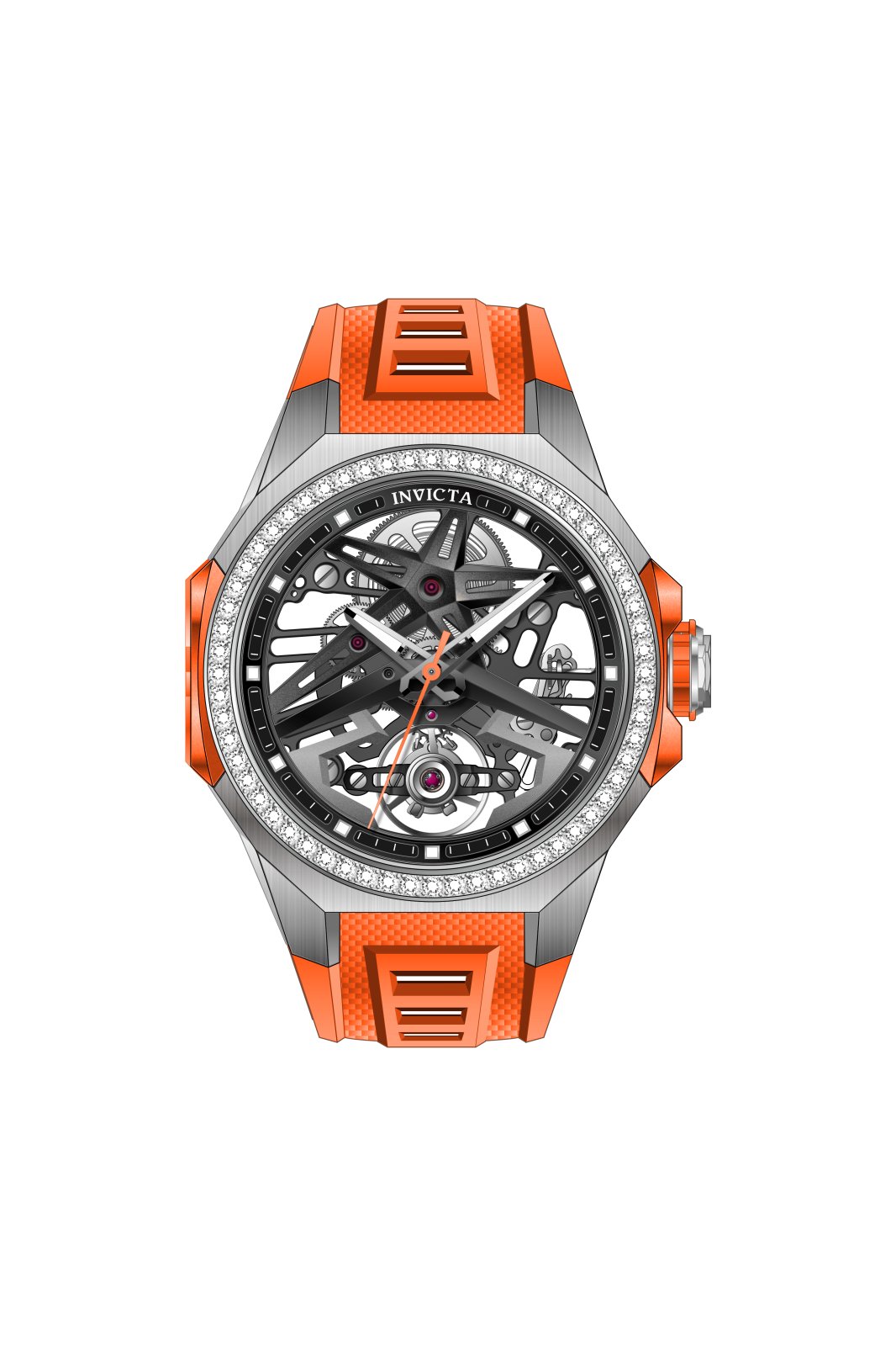 Invicta Objet D Art 70120 Pánské hodinky - Automatický strojek - Nerezová ocel se stříbrným ciferníkem - 43 mm - S 70 diamanty