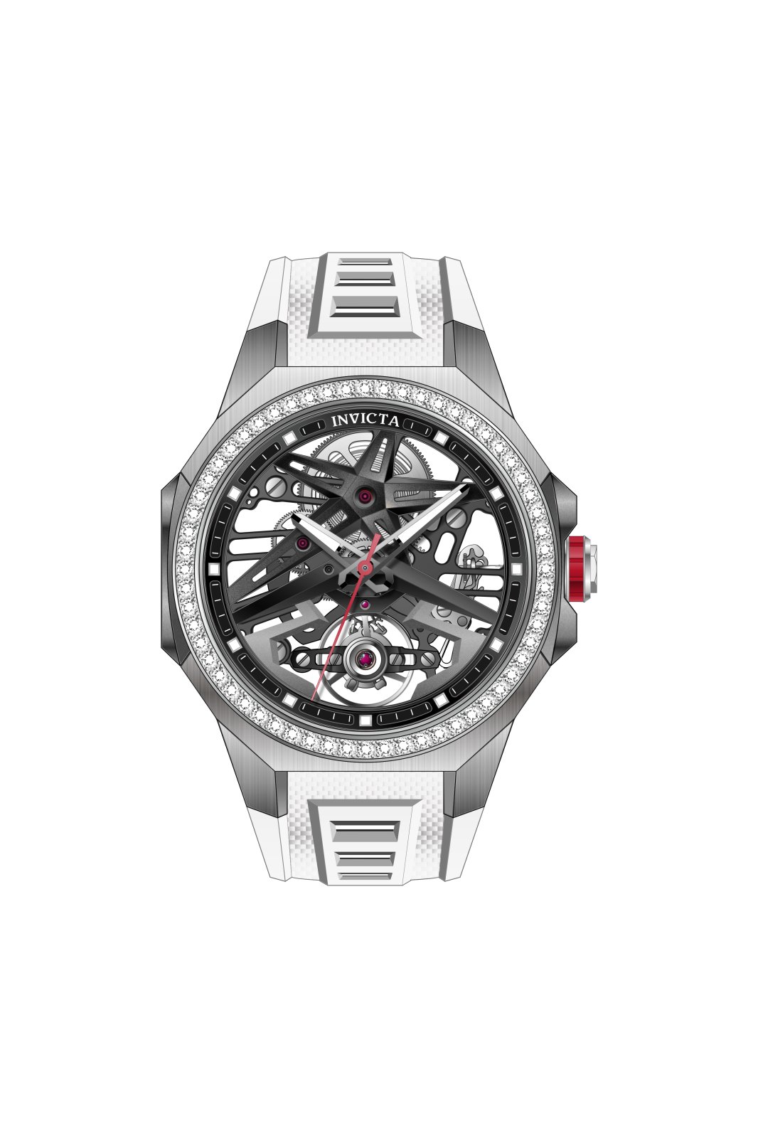 Invicta Objet D Art 70123 Pánské hodinky - Automatický strojek - Nerezová ocel se stříbrným ciferníkem - 43 mm - S 70 diamanty