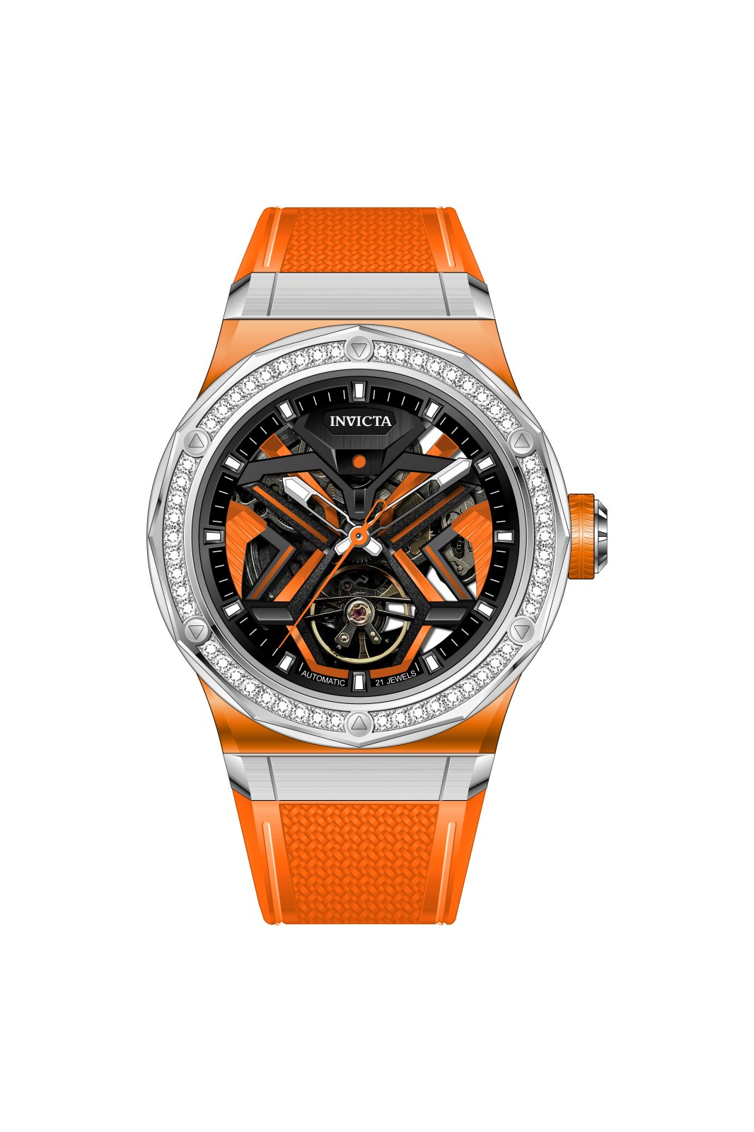 Invicta Objet D Art 70127 Pánské hodinky - Automatický strojek - Nerezová ocel se stříbrným ciferníkem - 45 mm - S 48 diamanty