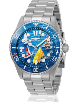 Invicta Pro Diver 51050 Ανδρικό Ρολόι - Quartz Μηχανισμός - Ανοξείδωτο Ατσάλι με Μπλε Καντράν - 43 mm