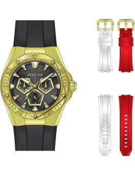 Invicta Speedway 51132 Herrenuhr - Quarzwerk - Edelstahl mit schwarzem Zifferblatt - 45 mm - Mit extra Armbändern