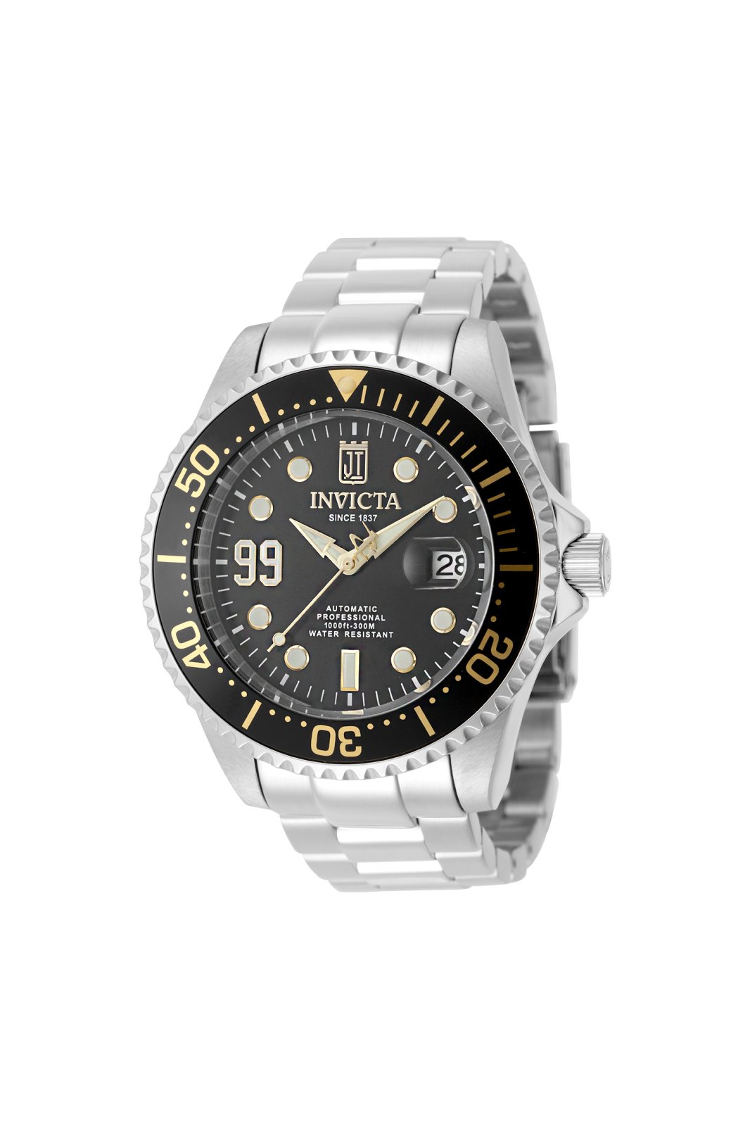 Invicta Jason Taylor 51308 Ανδρικό Ρολόι - Αυτόματος Μηχανισμός - Ανοξείδωτο Ατσάλι με Μαύρο Καντράν - 47 mm