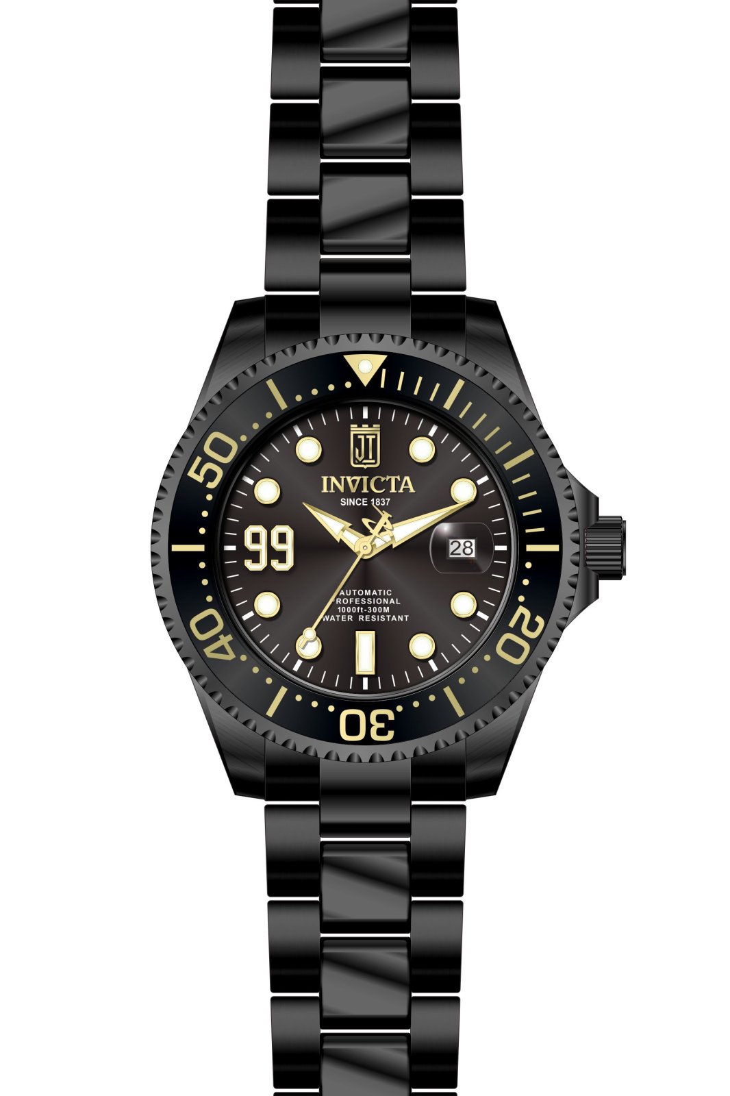 Invicta Jason Taylor 51311 Ανδρικό Ρολόι - Αυτόματος Μηχανισμός - Ανοξείδωτο Ατσάλι με Μαύρο Καντράν - 47 mm