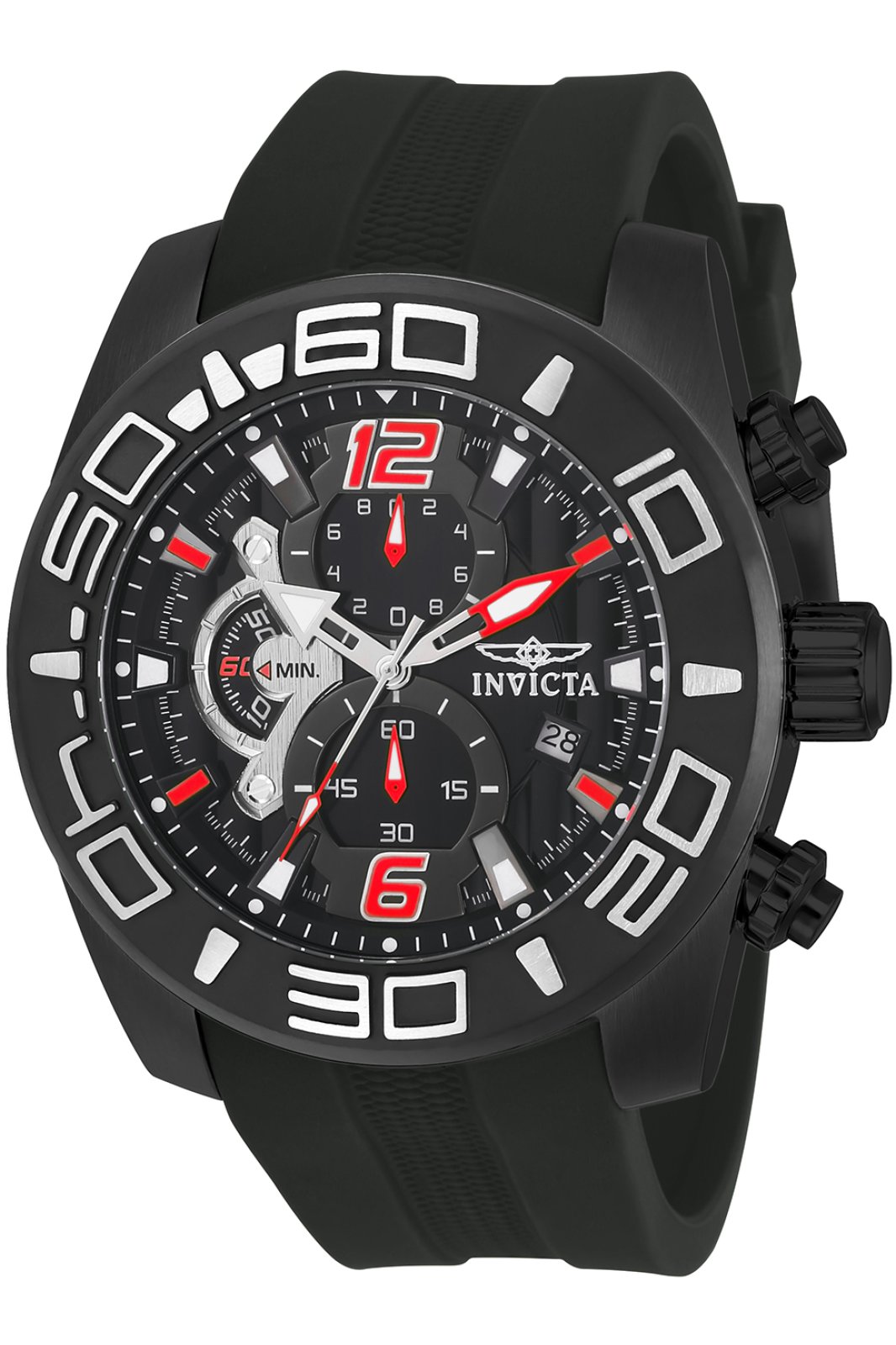 Invicta Pro Diver 22811 Men's Watch - Quartz Movement - Stainless Steel with Black Dial - 50 mm