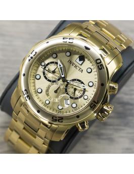Invicta Pro Diver - SCUBA 0074 Relógio Masculino - Movimento de Quartzo - Aço Inoxidável com Mostrador Dourado - 48 mm