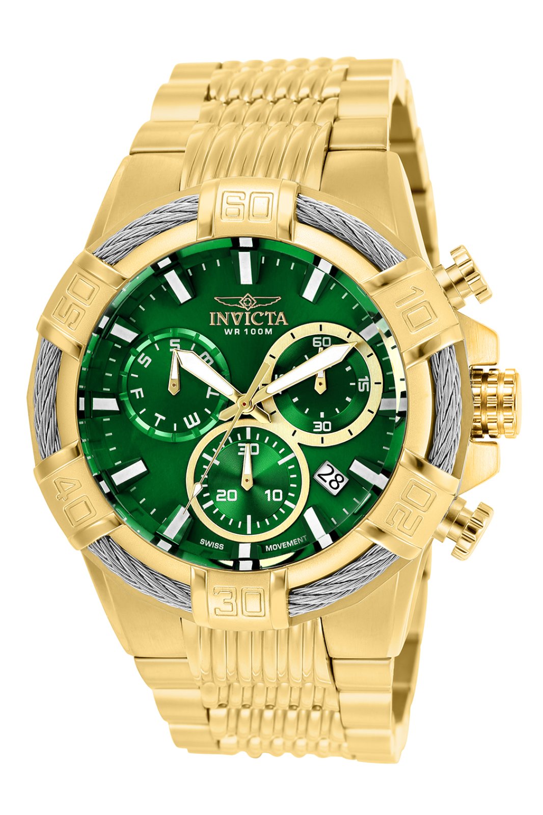 Invicta Bolt 25869 Herrenuhr - Quarzwerk - Edelstahl mit grünem Zifferblatt - 51 mm
