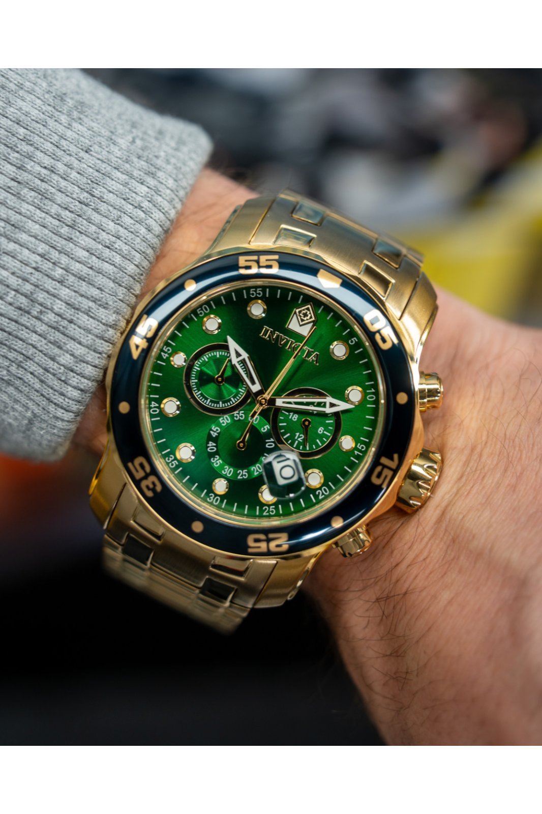 Invicta Pro Diver - SCUBA 0075 Relógio Masculino - Movimento de Quartzo - Aço Inoxidável com Mostrador Verde - 48 mm