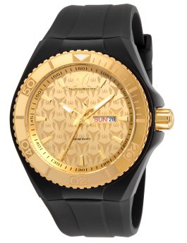 TechnoMarine Cruise TM-115064 Reloj para Hombre - Movimiento de Cuarzo - Acero Inoxidable con Esfera Dorada - 46 mm - Con Correas Extra