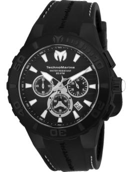TechnoMarine Cruise TM-115081 Relógio Masculino - Movimento Quartz - Aço Inoxidável com Mostrador Preto - 44 mm