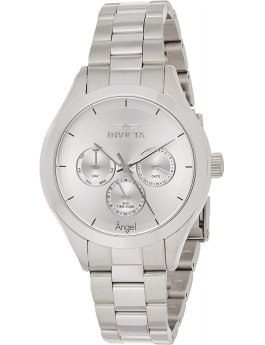 Invicta Angel 12465 Reloj de Mujer - Movimiento de Cuarzo - Acero Inoxidable con Esfera Plateada - 40 mm