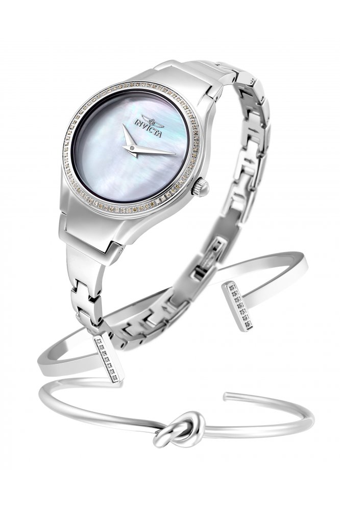 Invicta Angel 28504 Damen Uhr - Quarzwerk - Edelstahl mit silbernem Zifferblatt - 29 mm