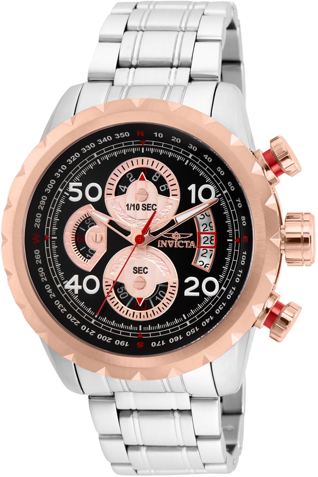 Invicta Aviator 28147 Relógio Masculino - Movimento de Quartzo - Aço Inoxidável com Mostrador Preto - 48 mm