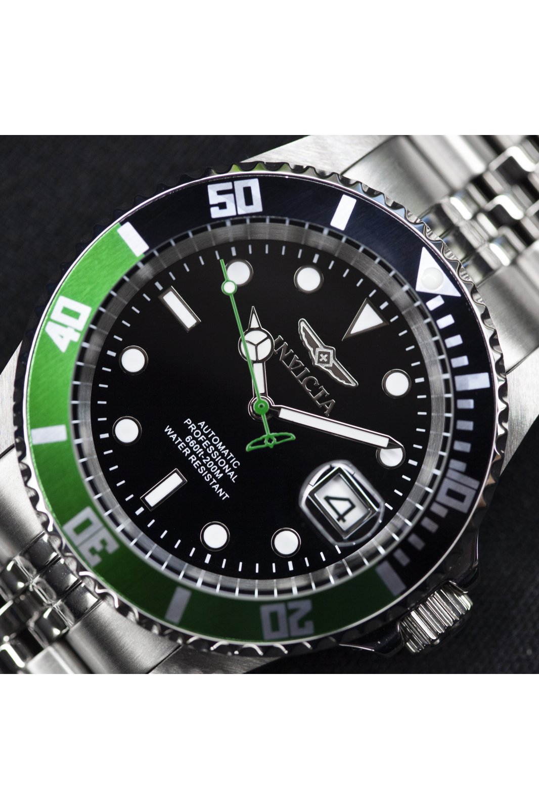 Invicta Pro Diver 47228 – Orologio Uomo Acciaio, Quadrante Verde, Impermeabile 3 Bar, Quarzo 48mm