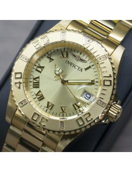 Invicta Pro Diver 12820 Dameshorloge - Quartz Uurwerk - Roestvrij Staal met Gouden Wijzerplaat - 40 mm