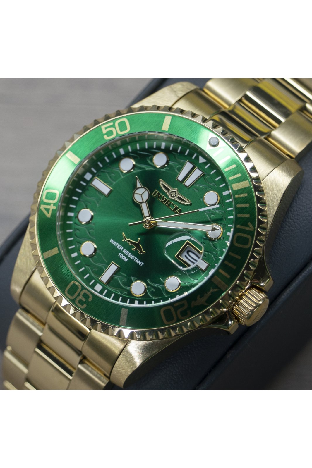 Invicta Pro Diver 30027 Moška ura - Quartz mehanizem - Nerjaveče jeklo z zelenim številčnico - 43 mm