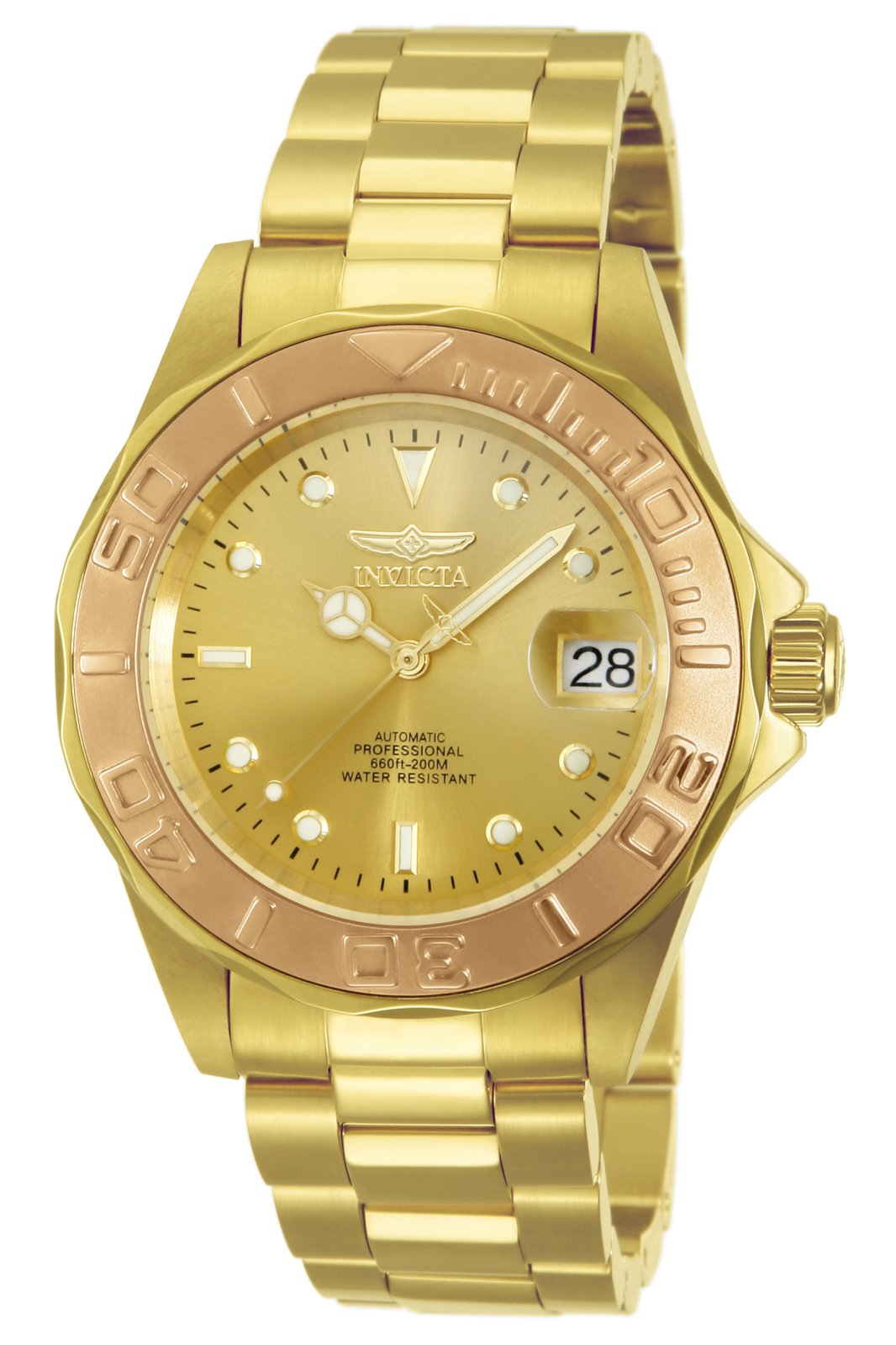Invicta Pro Diver 13930 Men's Watch - Automatic Movement - Stainless Steel with Gold Dial - 40 mm