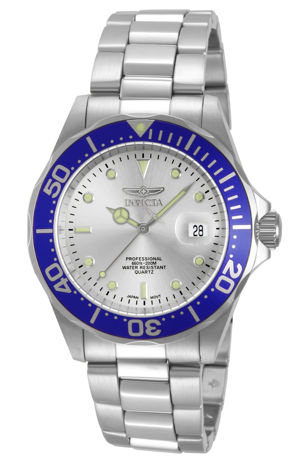 Invicta Pro Diver 14123 Reloj de Hombre - Movimiento de Cuarzo - Acero Inoxidable con Esfera Plateada - 40 mm