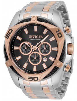 Invicta Bolt 34129 Relógio Masculino - Movimento de Quartzo - Aço Inoxidável com Mostrador Preto - 50 mm