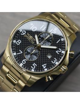 Invicta Specialty 0382 Herrenuhr - Quarzwerk - Edelstahl mit schwarzem Zifferblatt - 48 mm