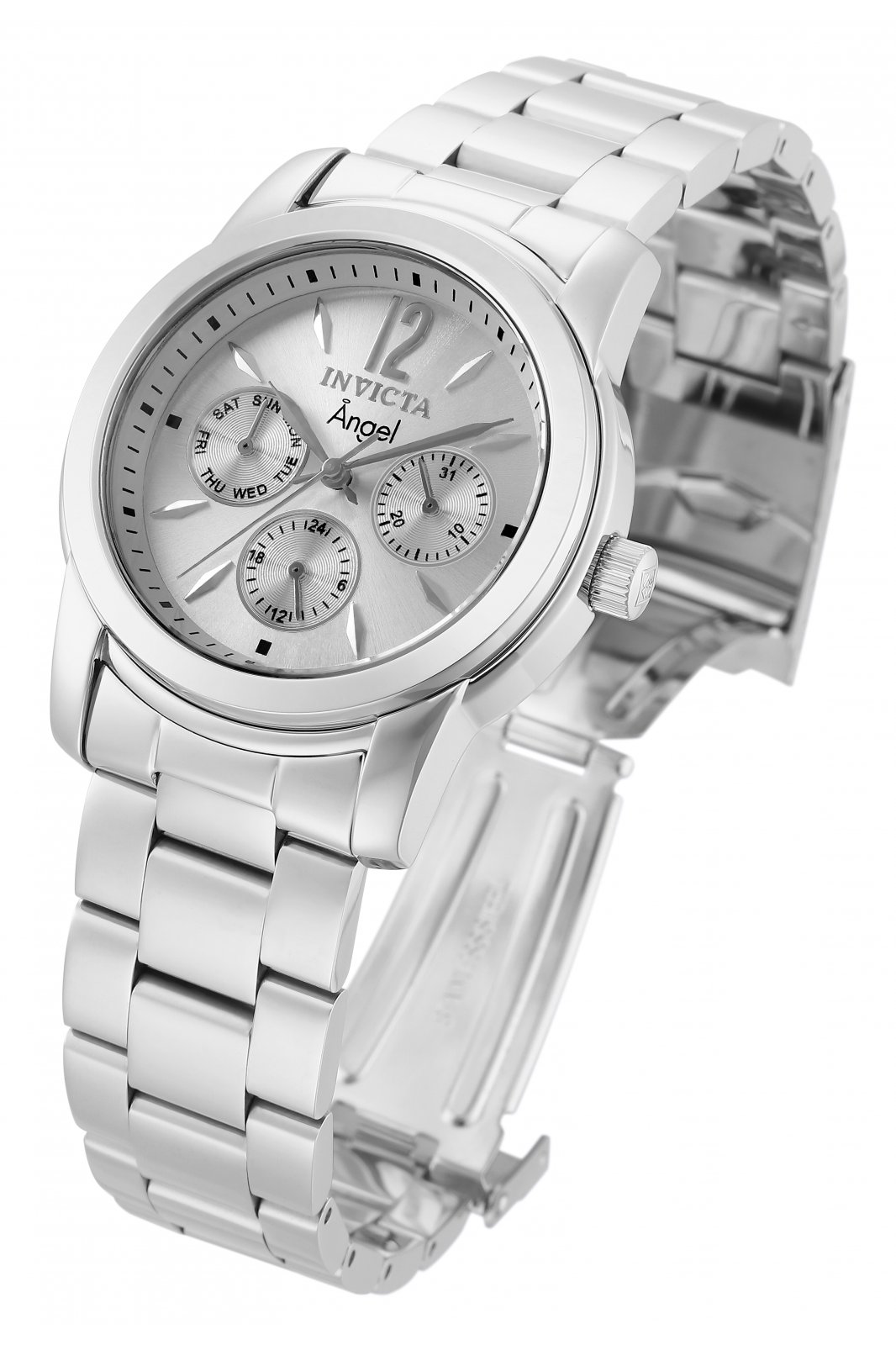 Invicta Angel 0461 Reloj para Mujer - Movimiento de Cuarzo - Acero Inoxidable con Esfera Plateada - 38 mm